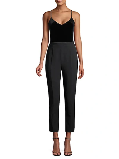 Shop Black Halo Teagun Tailored Velvet Jumpsuit In Black