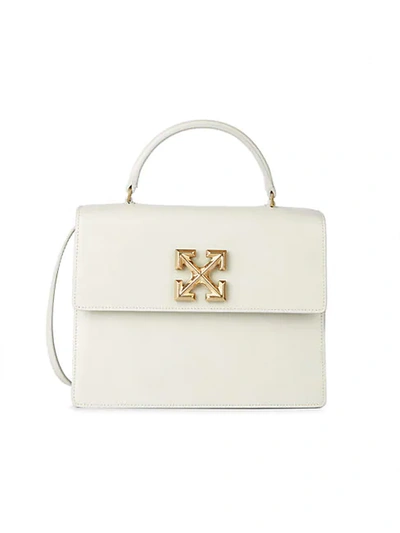 Shop Off-white Leather Top Handle Bag In Ivory