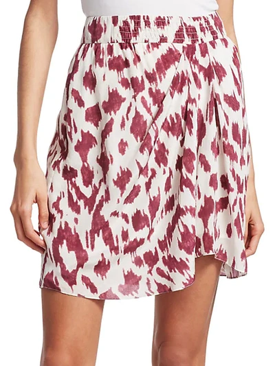 Shop Isabel Marant Yegart Abstract Print Silk Mini Skirt In Ecru