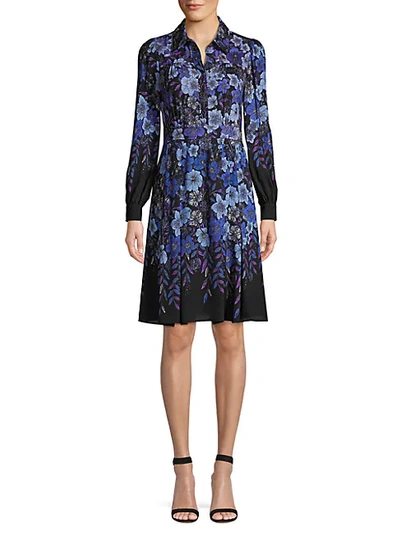 Shop Elie Tahari Hellen Floral Shirtdress In Black Multicolor