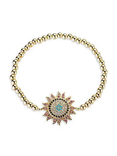 Shop Eye Candy La The Luxe 18k Goldplated & Crystal Beaded Stretch Bracelet