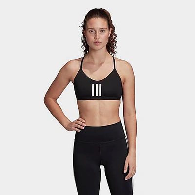 Shop Adidas Originals Adidas Women's All Me 3-stripes Mesh Light-support Sports Bra In Black