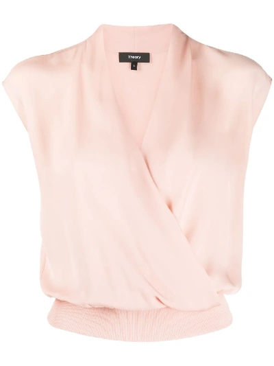 Shop Theory Draped Cropped Top In Pink