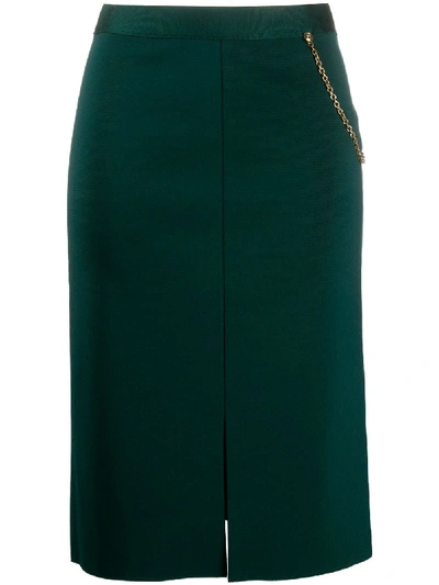 Shop Givenchy Chain Detail Straight Skirt In Green