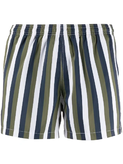 Shop Ron Dorff Striped Swim Shorts In White