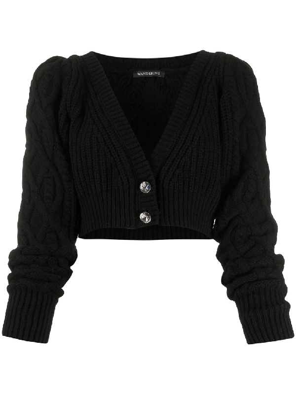 black cropped chunky cardigan