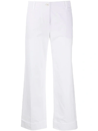 Shop Alberto Biani Cropped Wide-leg Trousers In White