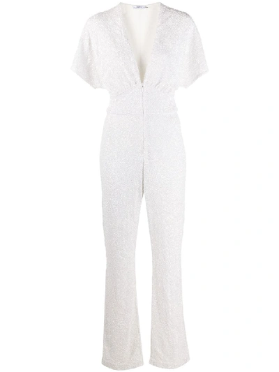 Shop Amen Sequined V-neck Jumpsuit In White