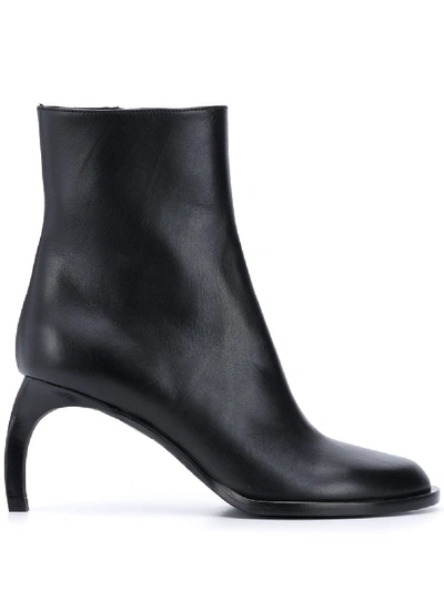 Shop Ann Demeulemeester Curved Heel Ankle Boots In Black