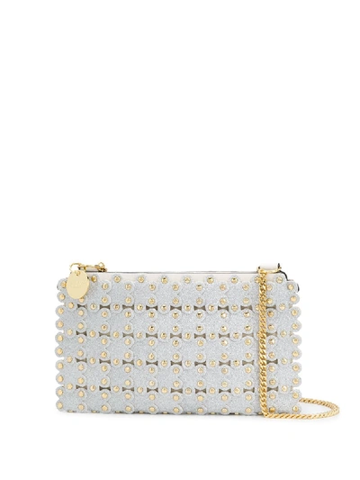 Shop Red Valentino Red(v) Flower Puzzle Metallic Crossbody Bag In Grey