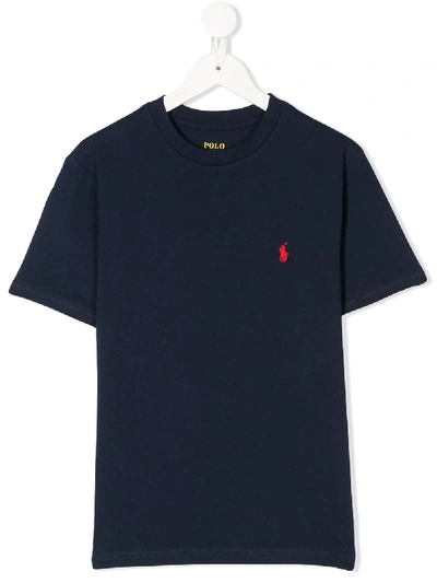 Shop Ralph Lauren Embroidered Logo T-shirt In Blue