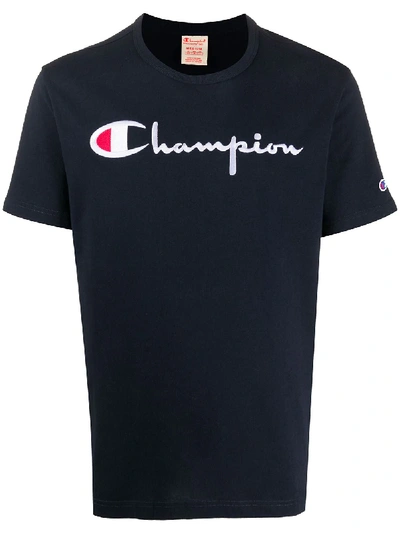 Shop Champion Logo-print Short-sleeve T-shirt In Blue
