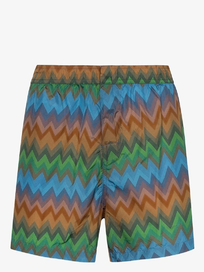 Shop Missoni Zigzag Print Swim Shorts In Green