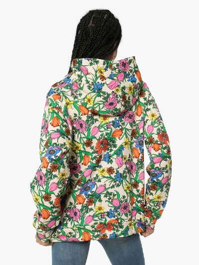 Shop Gucci Pop Flora Print Hoodie In Green