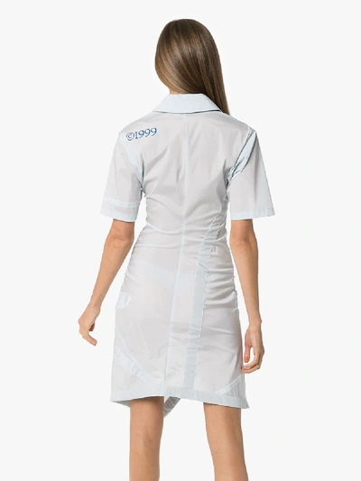 Shop Off-white Blue Asymmetric Shirt Dress