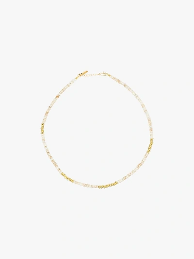 Shop All The Must Gold-plated Precious Heishi Beaded Necklace In White