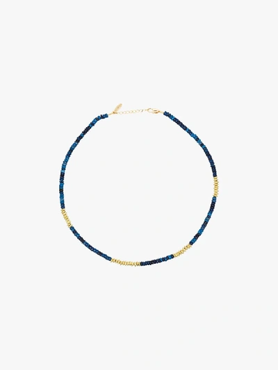 Shop All The Must Gold-plated Heishi Beaded Necklace In Blue