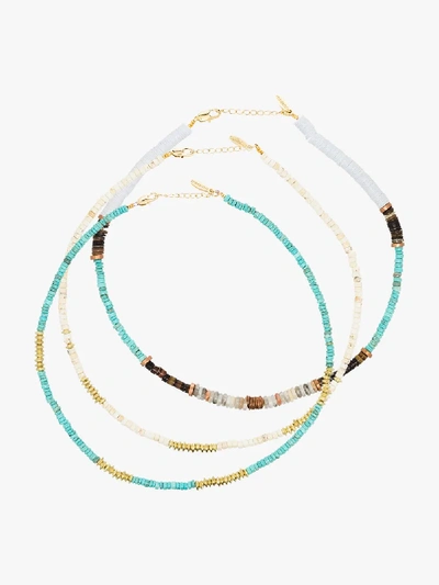 Shop All The Must Gold-plated Heishi Beaded Necklace Set In White