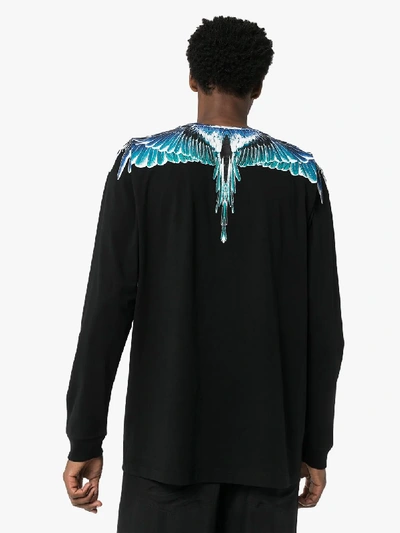 Shop Marcelo Burlon County Of Milan Black Wings Long Sleeve T-shirt