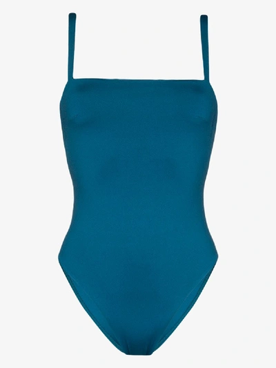 Shop Asceno Palma Square Neck Swimsuit In Blue