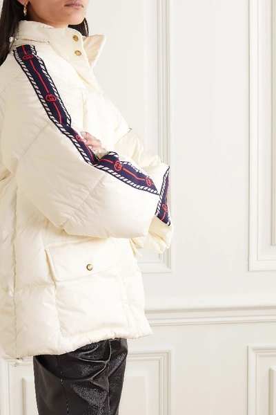 Shop Gucci Oversized Webbing-trimmed Quilted Shell Down Jacket In Ivory