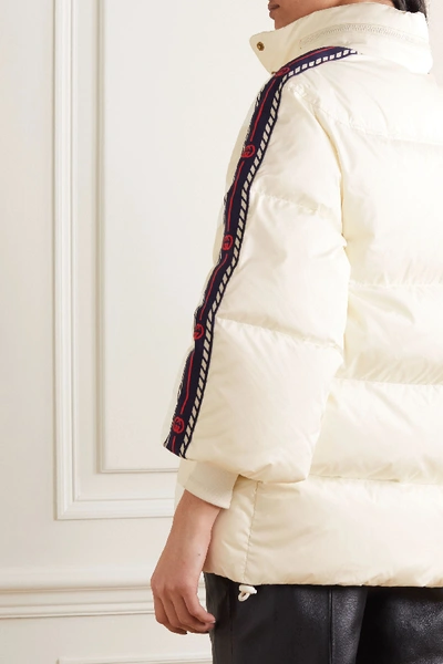 Shop Gucci Oversized Webbing-trimmed Quilted Shell Down Jacket In Ivory