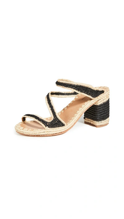 Shop Carrie Forbes Salah Heeled Mules In Noir/natural Trim