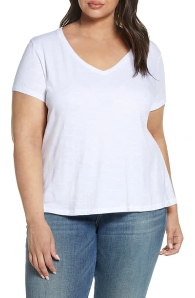 Shop Eileen Fisher Organic Cotton T-shirt In White