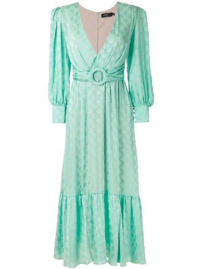 Shop Patbo Wrap-style Polka Dress In Green