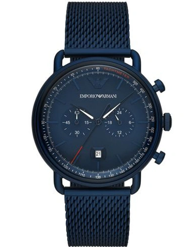 Shop Emporio Armani Wrist Watch In Blue