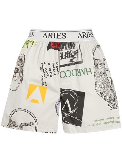 Shop Aries Thrasher Boxer Shorts In White
