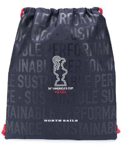 Shop Prada America's Cup Print Backpack In Blue