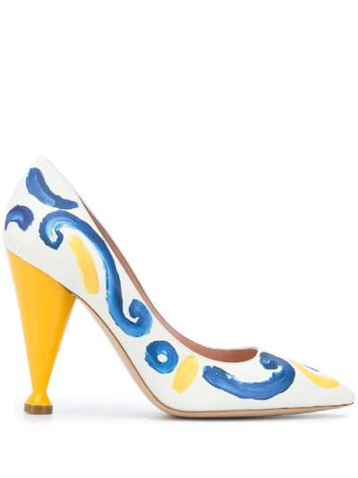 Shop Moschino Painted 110mm Pumps In Neutrals