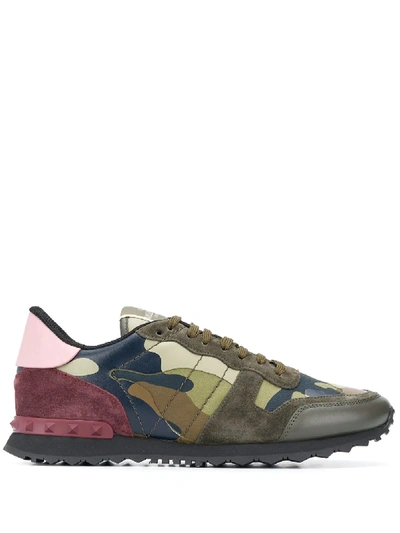 Shop Valentino Rockrunner Camouflage-print Sneakers In Green