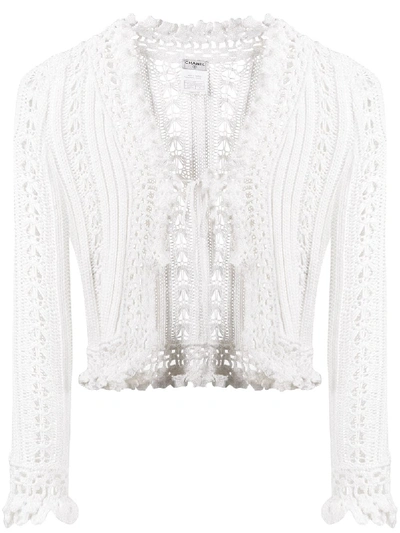 Pre-owned Chanel Tied Crochet Cardigan In White