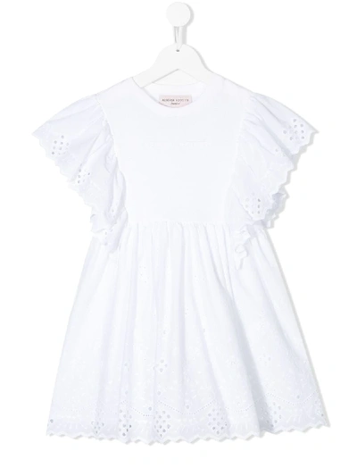 Shop Alberta Ferretti Lace Sleeve Dress In White