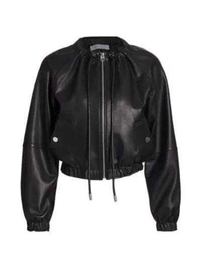 Shop Proenza Schouler White Label Lightweight Leather Bomber Jacket In Black
