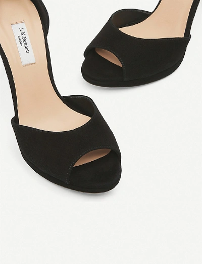 Shop Lk Bennett Joyce Suede Platform Sandals In Bla-black