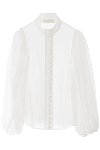 Shop Zimmermann Brightside Shirt In Pearl (white)