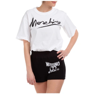 Shop Moschino Logo Signature T-shirt In Bianco