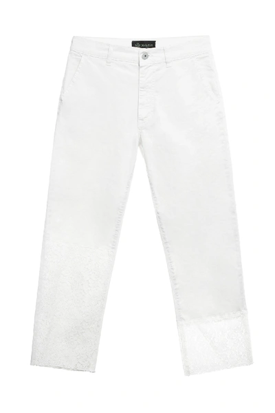 Shop Mr & Mrs Italy White Lace Boyfriend Pants For Woman In Off White/white