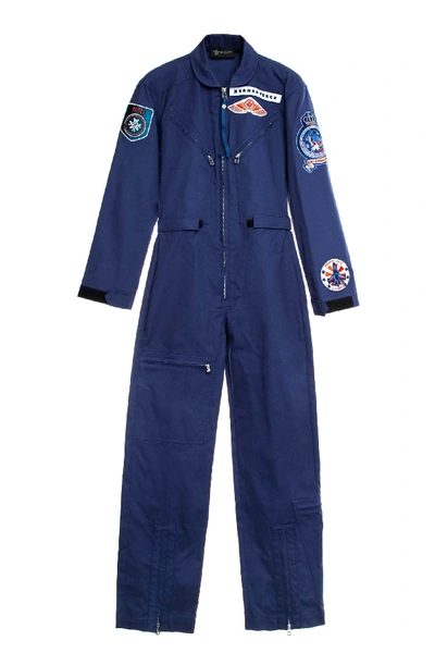 Shop Mr & Mrs Italy Aviation-inspired Jumpsuit For Woman In Indaco