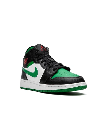 Shop Jordan Air  1 Mid "green Toe" Sneakers In Black