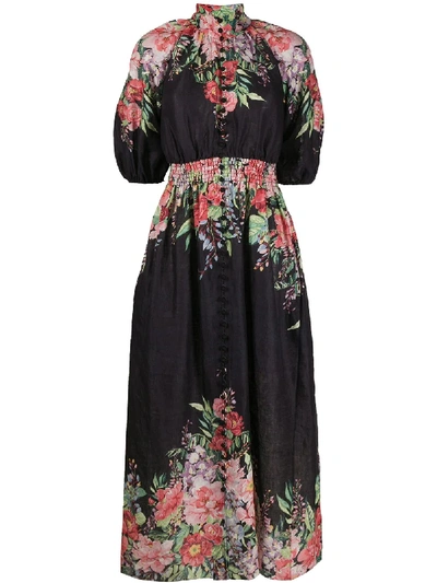 Shop Zimmermann Floral-print Dress In Black
