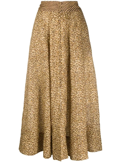 Shop Zimmermann Animal-print Pleated Skirt In Neutrals