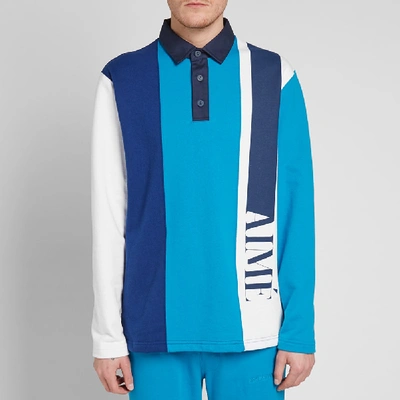 Shop Aimé Leon Dore French Terry Logo Rugby Shirt In Blue
