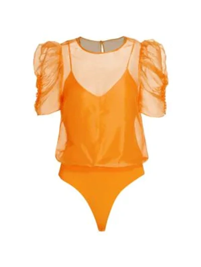 Shop Cami Nyc Women's Louisa Organza Silk Bodysuit In Tangerine