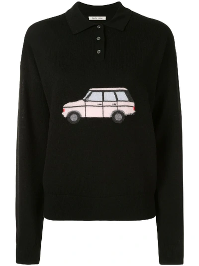 Shop Sandy Liang Polo Shirt Sweater In Black