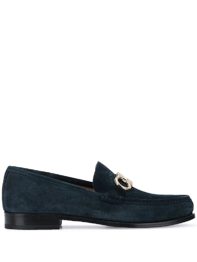 Shop Ferragamo Gancini Low-heeled Loafers In Blue