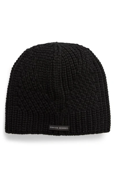 Shop Rebecca Minkoff Traveling Rib Beanie In Black